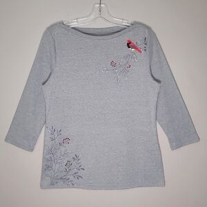 M | Croft & Barrow | 3/4 Sleeve Embroidered Top